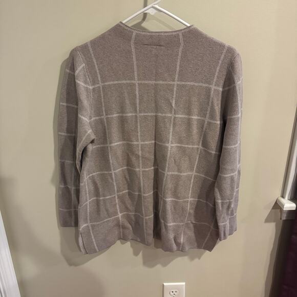 Loft Women’s Window Pane Mock Neck Tan Sweater Size L - Picture 2 of 6